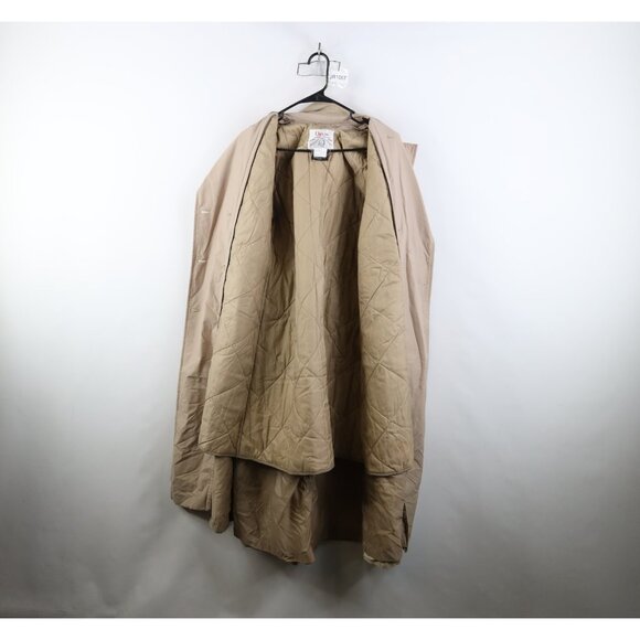 Vintage 70s 80s Orvis Womens 12 Distressed Lined Belted Trench Coat Jacket Beige - Picture 12 of 16